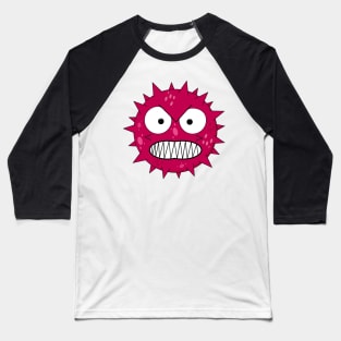 Angry red virus with fierce eyes Baseball T-Shirt